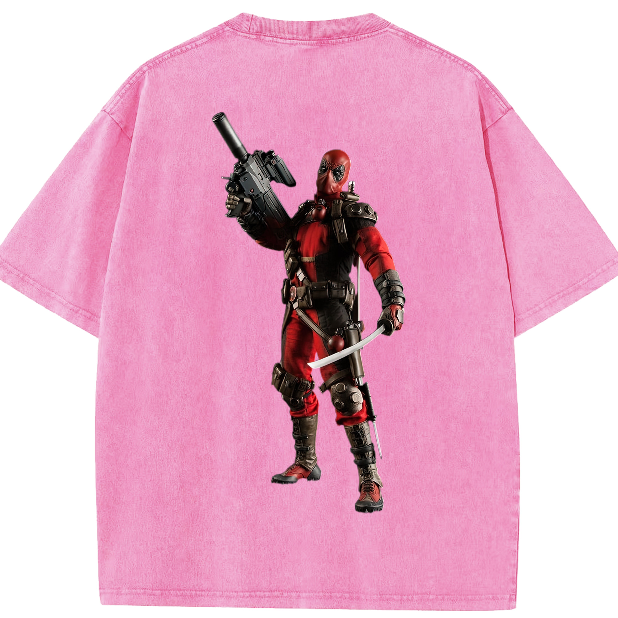 （画像用） Deadpool デッドプール 綿100% ヴィンテージ風 半袖Tシャツ（背面プリント）